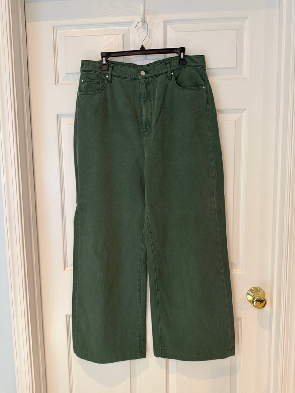 Ann Taylor Forest Green Wide-Leg Jeans